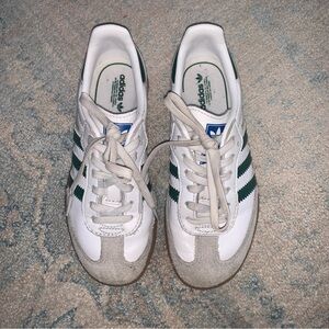 Adidas Kids White and Green Samba Sneakers